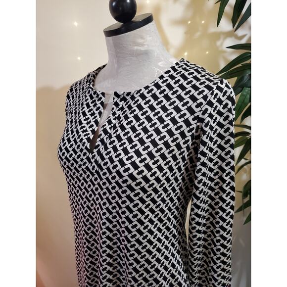 Diane von Furstenberg Reina Silk Chain Link Black White Mini Dress Womens Size 4 - Picture 5 of 11